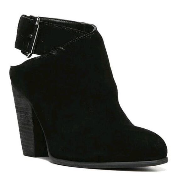 Carlos by Carlos Santana Suede Hawthorne Buckled Open Toe Black Wedge Booties 9M - Picture 1 of 9